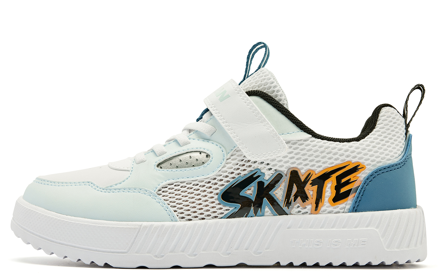 

QIAODAN Амортизирующие и дышащие низкие детские кроссовки для скейтбординга White Blue