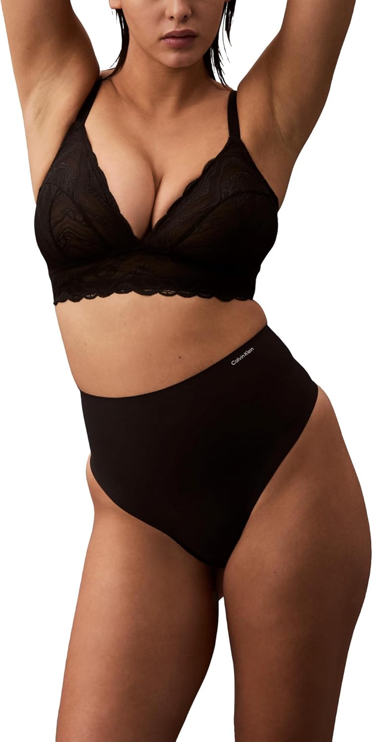Утягивающие трусики-стринги Calvin Klein Women's Shapewear Second Skin с высокой талией, Black — фото 4