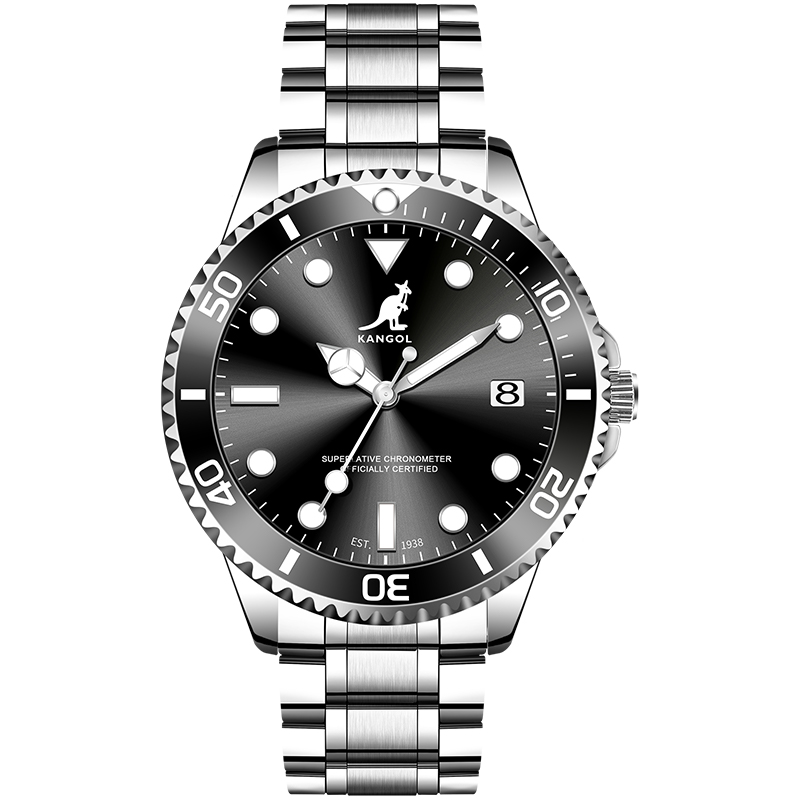 

KANGOL Кварцевые часы из нержавеющей стали с черным циферблатом