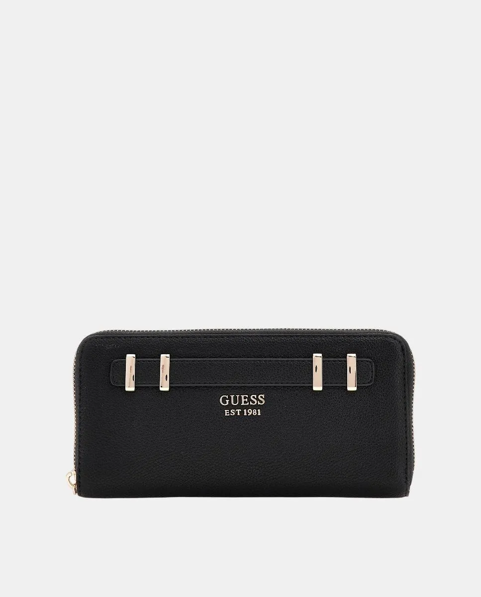 

большой кошелек с застежкой-молнией и ручкой Guess, черный