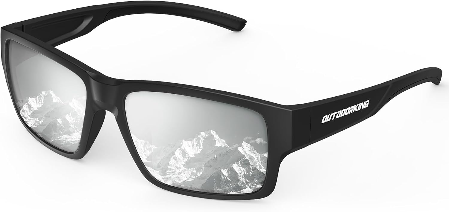 

Поляризованные спортивные солнцезащитные очки для мужчин и женщин, защита от УФ-излучения UV400, обтекаемые очки для вождения, рыбалки OUTDOORKING, Dumb Black + Silvery
