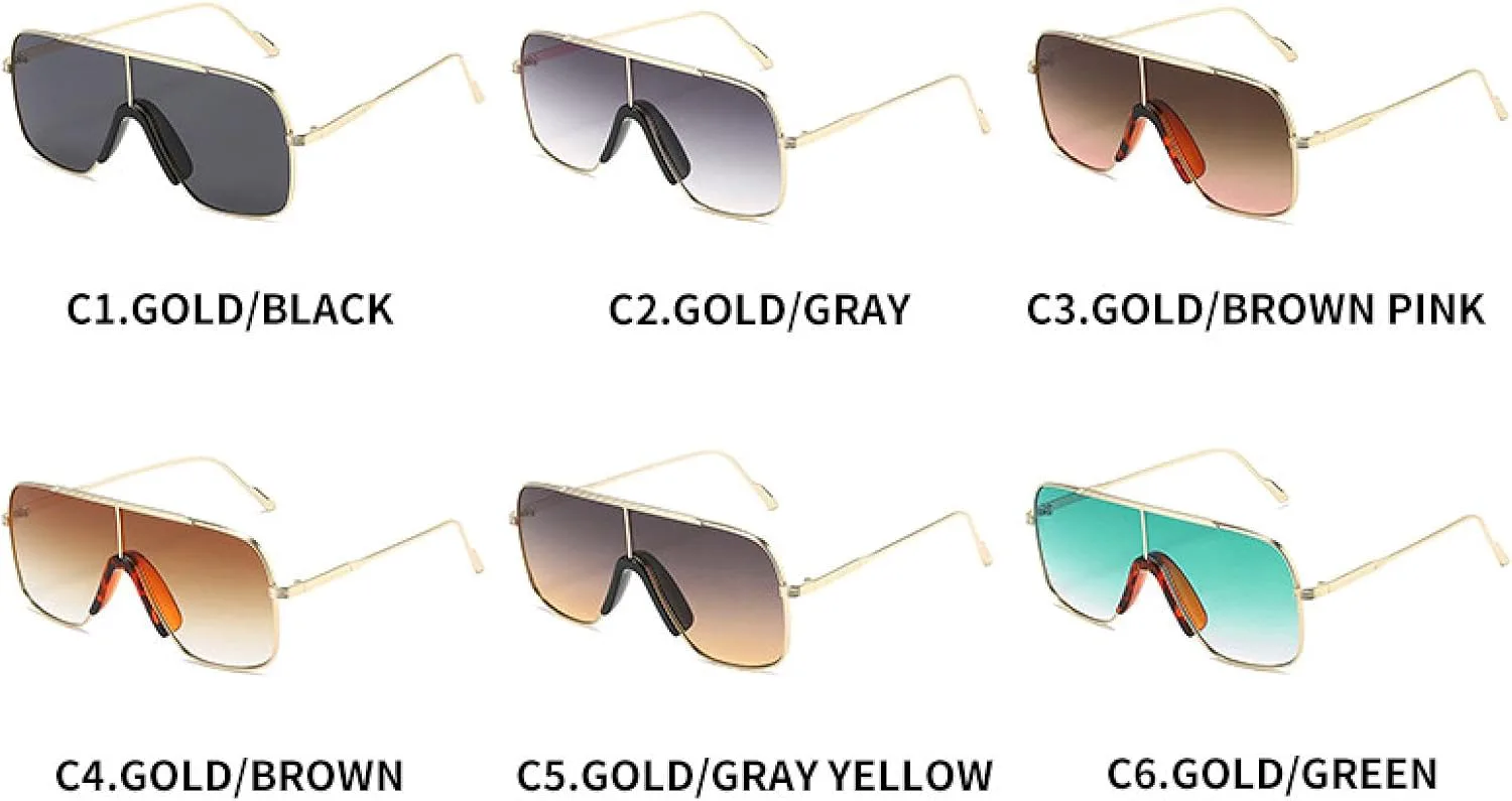 

Модные солнцезащитные очки с цельными линзами для женщин и мужчин, стильные панк-очки, для активного отдыха, вождения, защита от УФ-излучения UV400 TKKTLLT, Gold Gray