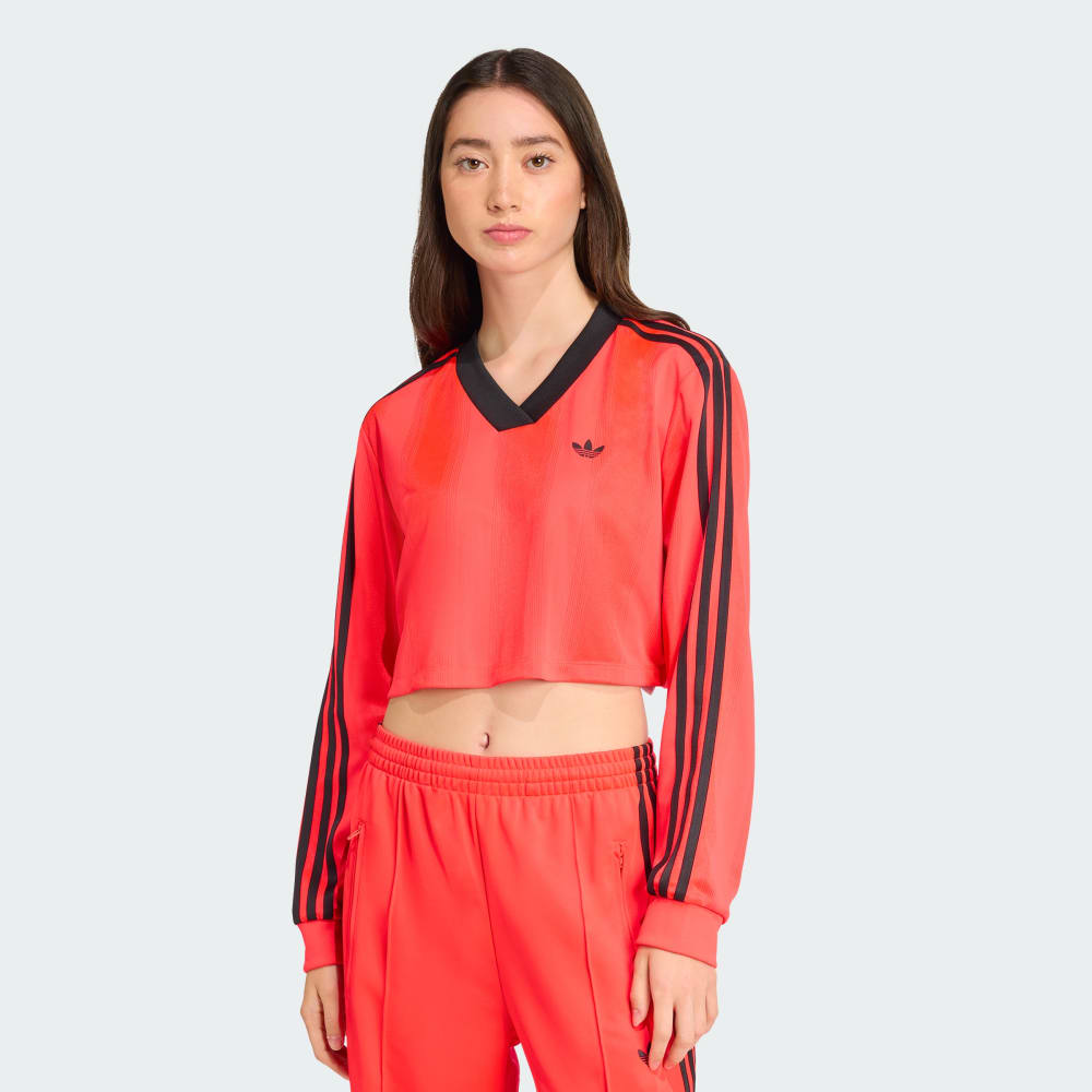 

Топ Adidas Adicolor Soccer Jacquard Crop Long-Sleeve Top, цвет Lucid Red/Black