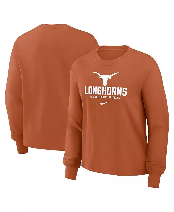 

Женская футболка Texas Orange Texas Longhorns Primetime University с длинным рукавом свободного кроя Nike