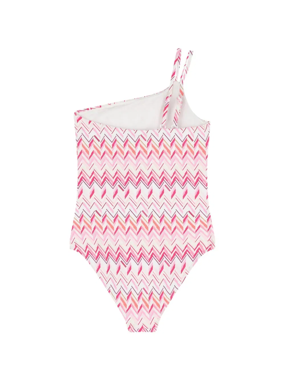 Купальник с одним открытым плечом и зигзагообразным узором Missoni Kids, белый — фото 2
