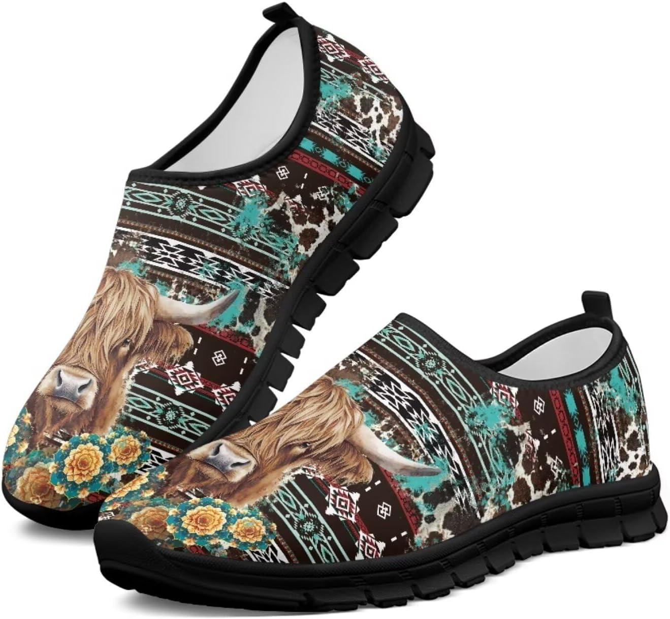 

Мужские слипоны Howilath Western Tribal Aztec, повседневная обувь, кроссовки для бега, дышащие, без застежек, Aztec African Tribal Cow