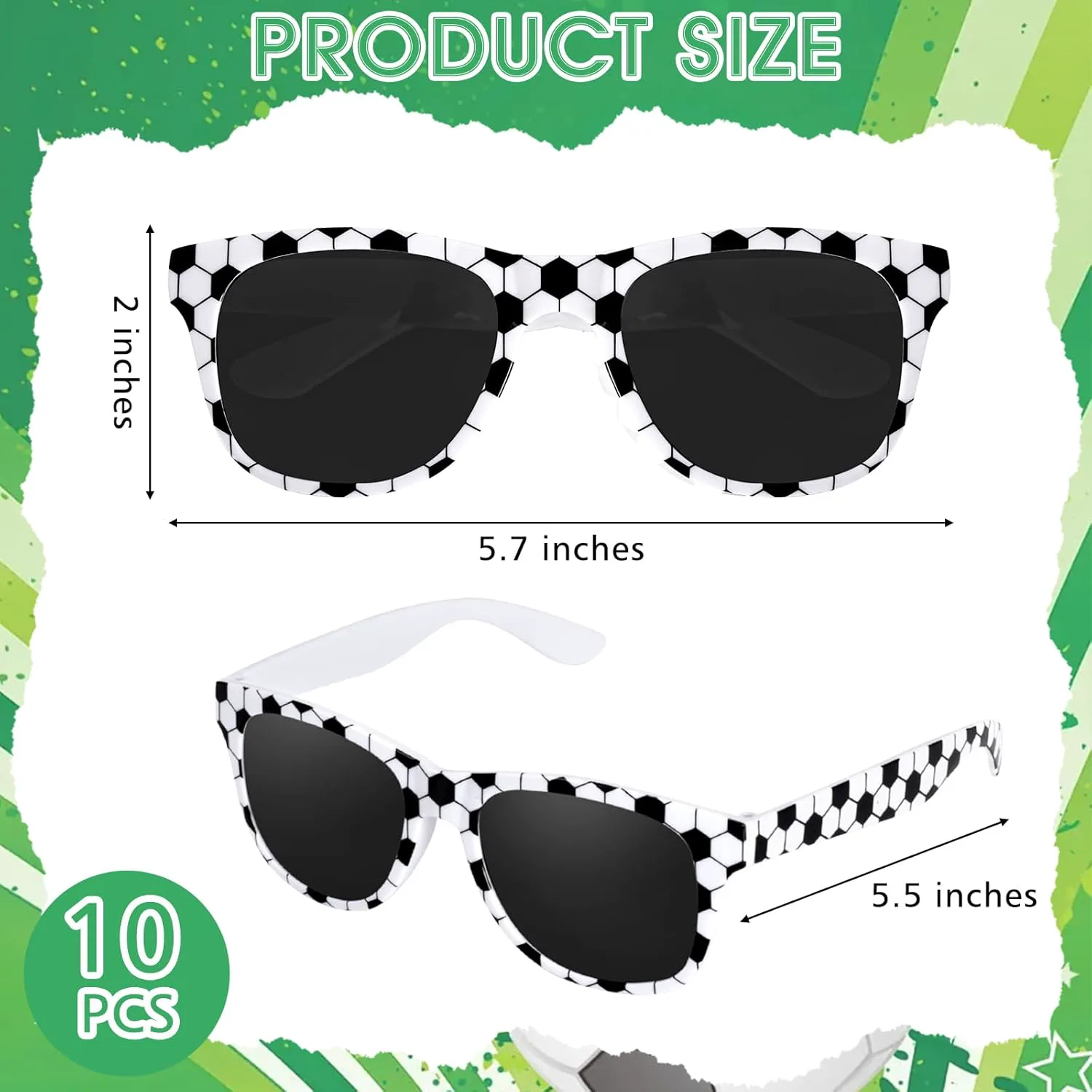 

Набор из 10/20 футбольных солнцезащитных очков в белой и черной пластиковой оправе. Подарки для футбольной команды, сувениры на день рождения PLUVAVA, Soccer