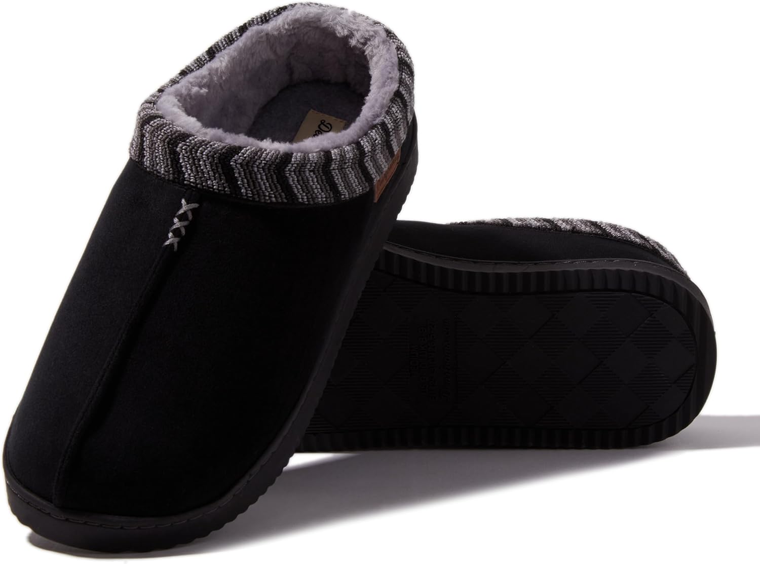 Мужские сабо Dearfoams Warner с памятью формы для использования в помещении и на улице, черный — фото 3