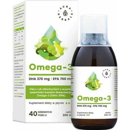 

Атлантический рыбий жир с 370 мг DHA и 700 мг EPA, 200 мл, Aura Herbals