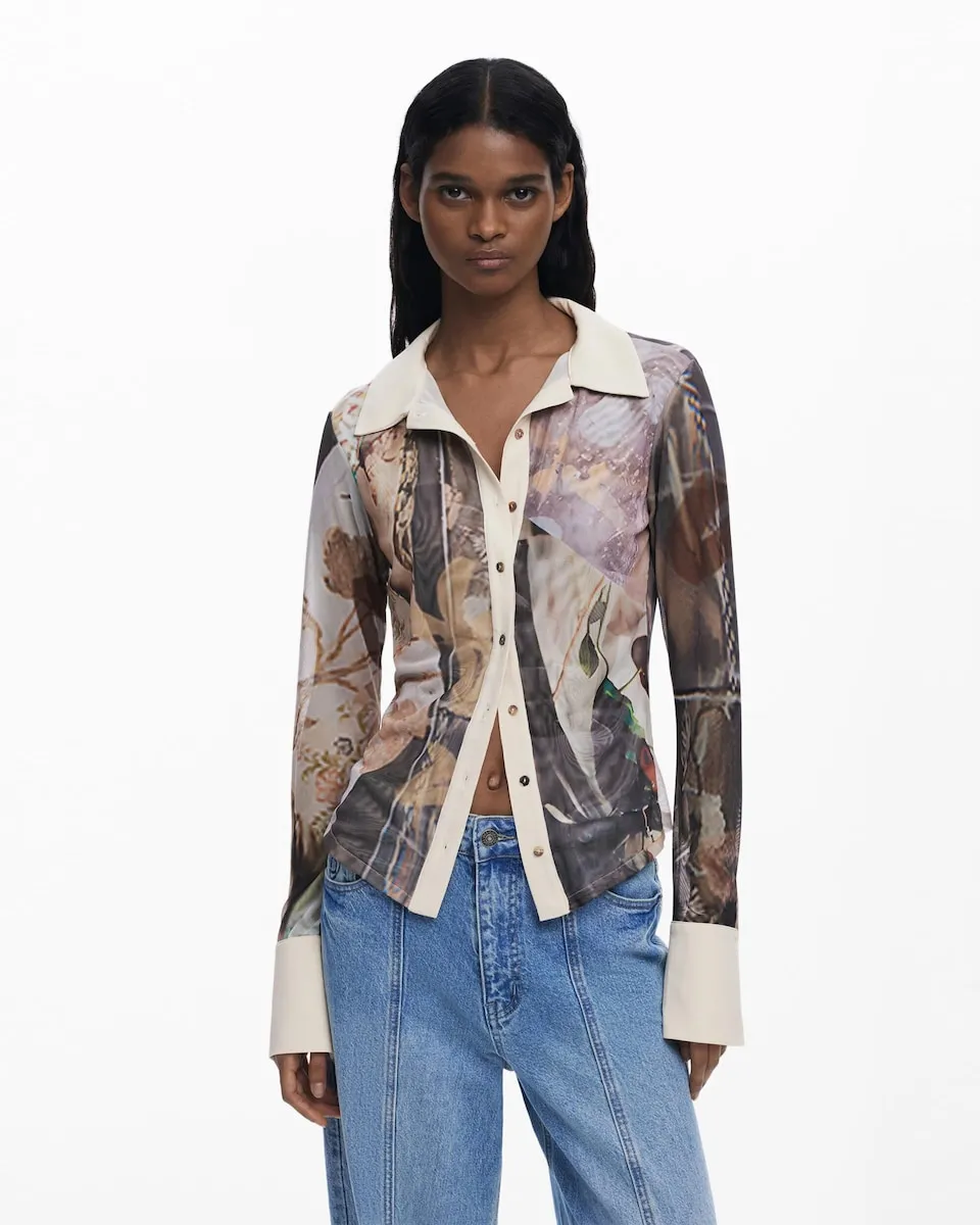 

Женская шифоновая рубашка с манжетами Desigual, мультиколор