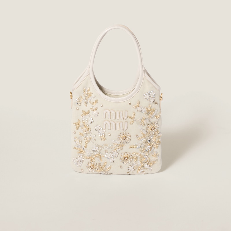 

Сумка из габардина с вышивкой плющом Miu Miu, белый