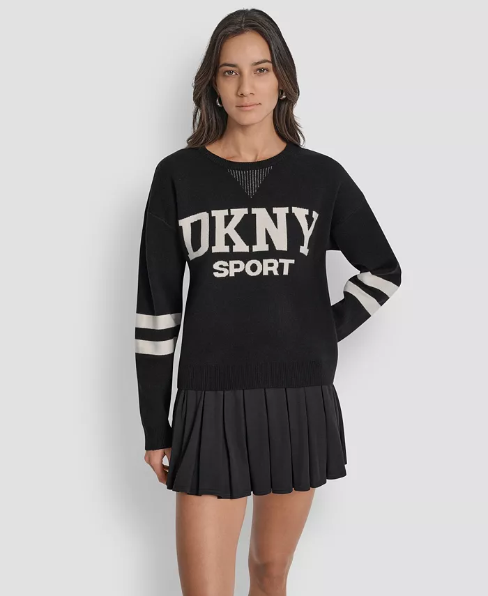 

Женский свитер с круглым вырезом и логотипом Varsity DKNY, черный