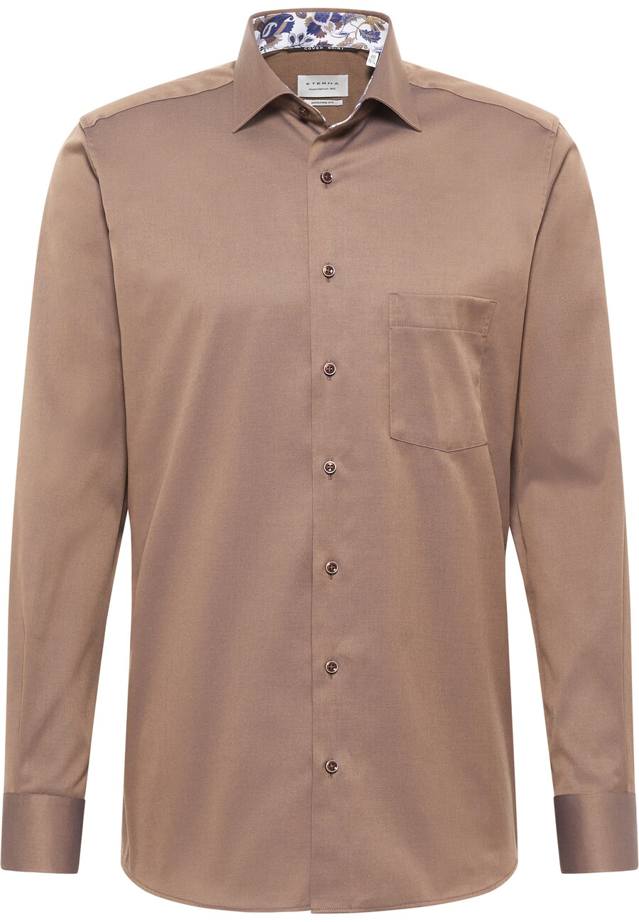 

Рубашка обычного кроя на пуговицах ETERNA, цвет Brown/Light brown