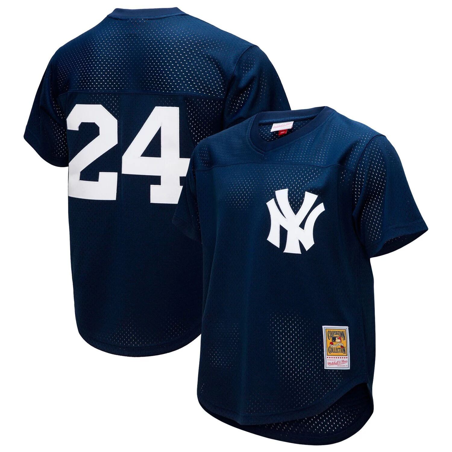 

Мужская рубашка на пуговицах Mitchell & Ness Rickey Henderson темно-синего цвета New York Yankees Cooperstown Collection, сетчатый тренировочный трикотаж на пуговицах