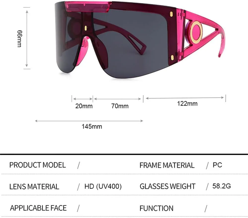 

Винтажные солнцезащитные очки с цельной линзой, увеличенного размера, для женщин и мужчин, футуристические солнцезащитные очки без оправы, m803 Generic, M-808