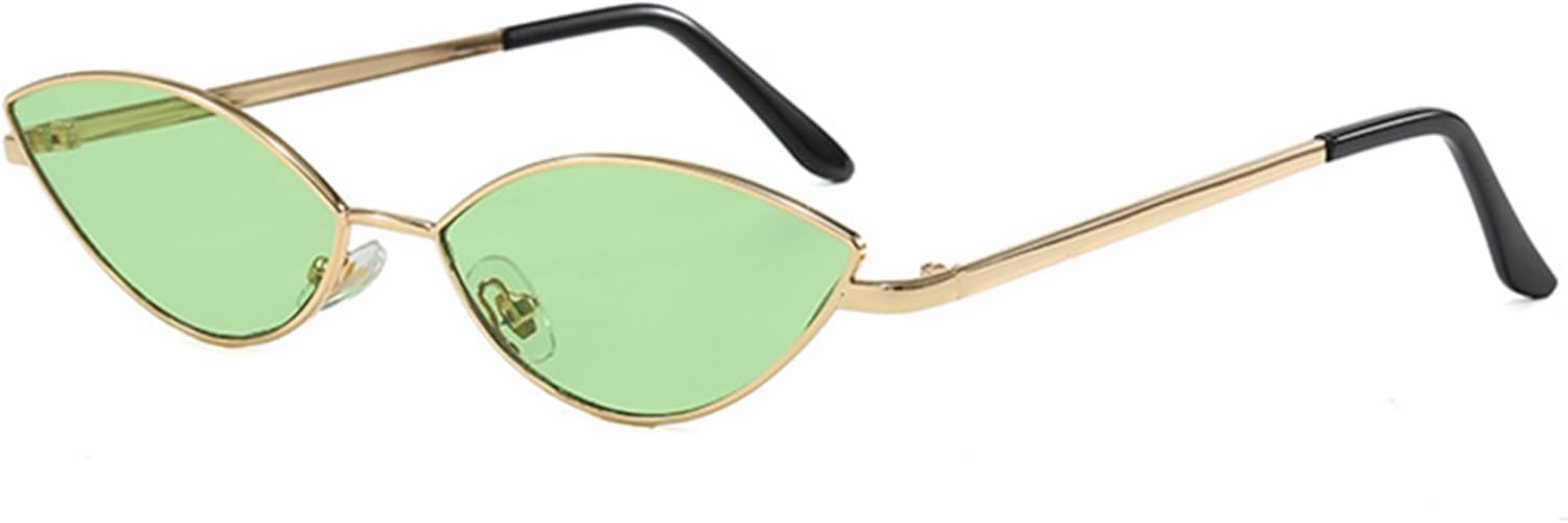 

Солнцезащитные очки bullabulling маленькие овальные «кошачий глаз» для женщин и мужчин в стиле ретро 80-х и 90-х годов. Солнцезащитные очки с защитой UV400, Gold Green