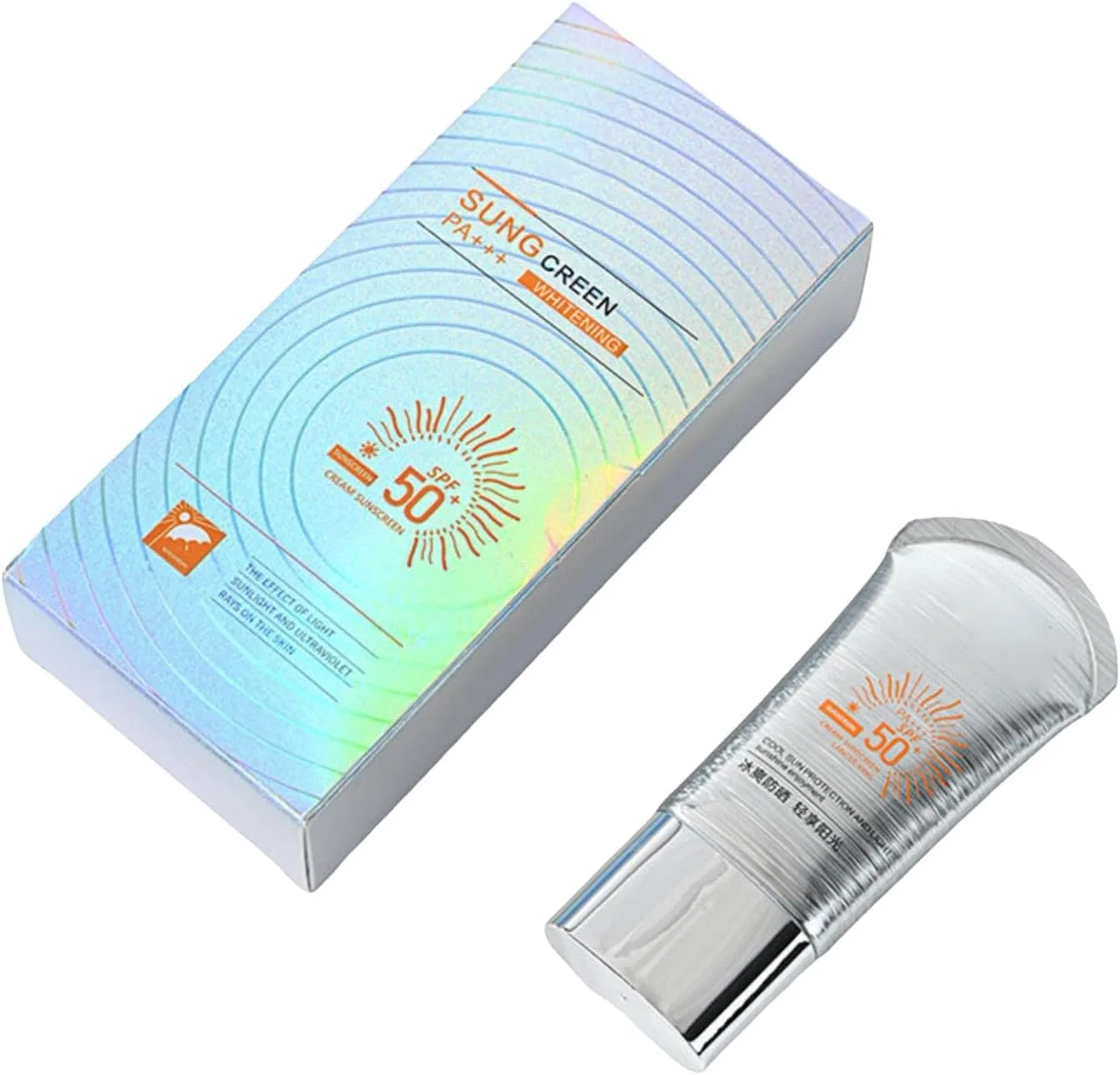 Солнцезащитный лосьон Brightening Silver Tube 50 мл, серебристый, Generic