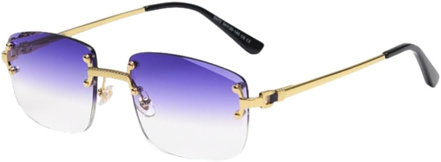 

Солнцезащитные очки без оправы для женщин в стиле ретро с металлическим блеском, солнцезащитные очки для мужчин для вечеринок с градиентным переходом цвета HDUBFY, C21 Gold Purple