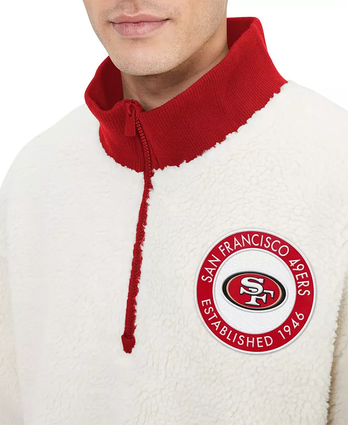 Мужская кремовая толстовка Jordan Sherpa с молнией до середины груди San Francisco 49ers Tommy Hilfiger — фото 3