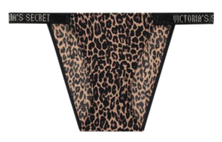 Victoria's Secret Женские стринги черные в леопардовом принте