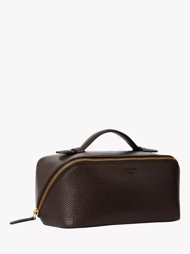 Кожаная косметичка Jet Set OSPREY LONDON, Chocolate — фото 2