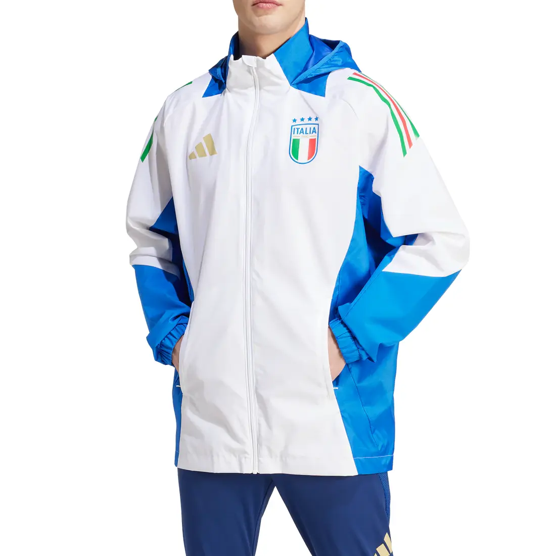 Adidas Куртка Italy для мужчин бело-синяя — фото 4