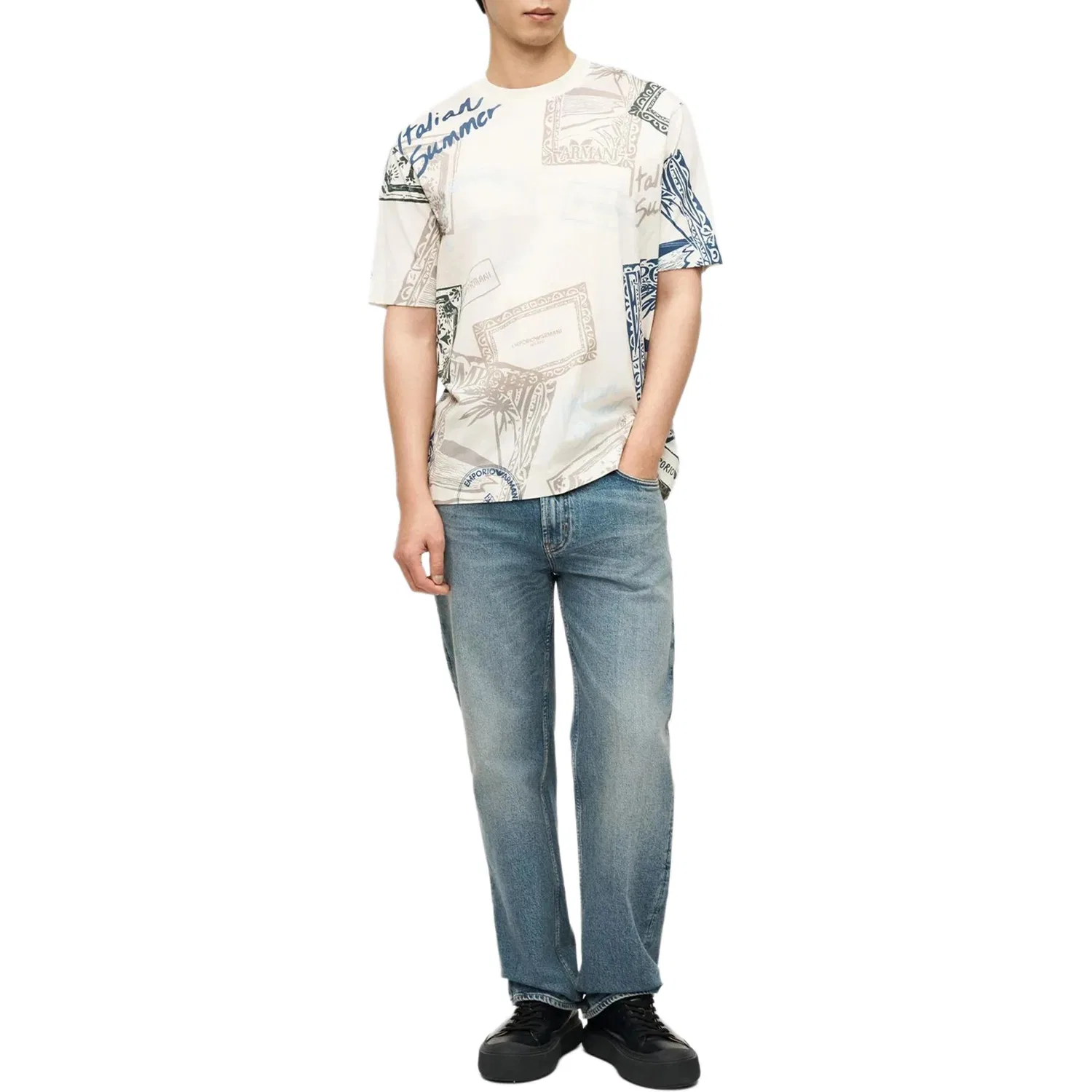 Футболка All-Over Print EMPORIO ARMANI, White — фото 4