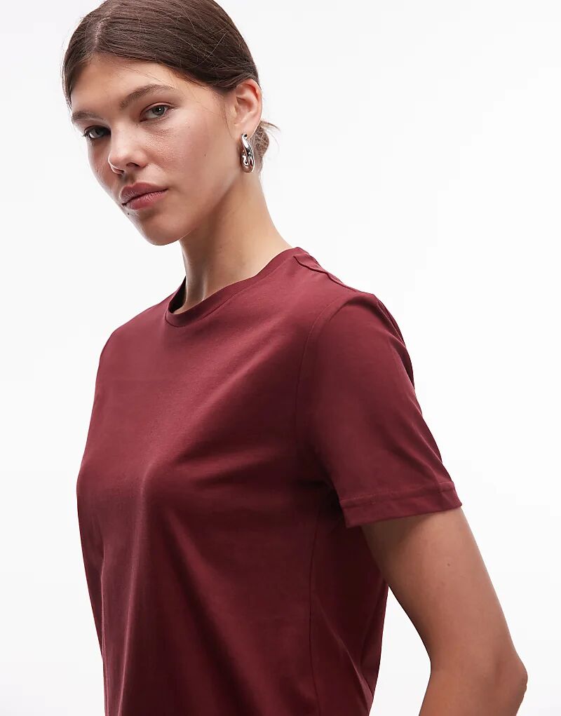 

Футболка из хлопка Mango бордового цвета