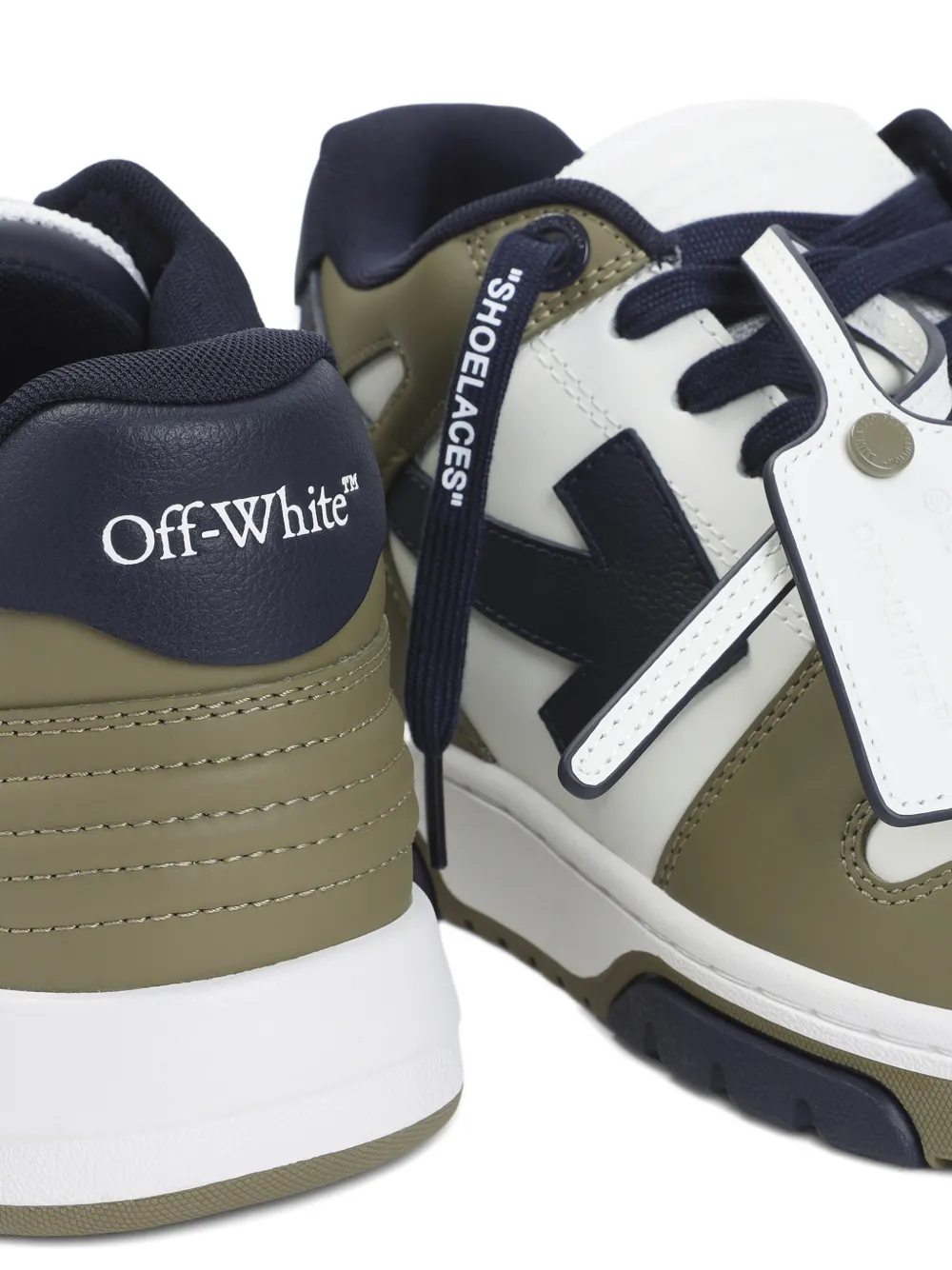 Кожаные кеды Out Of Office с логотипом-стрелой Off-White, зеленый — фото 4