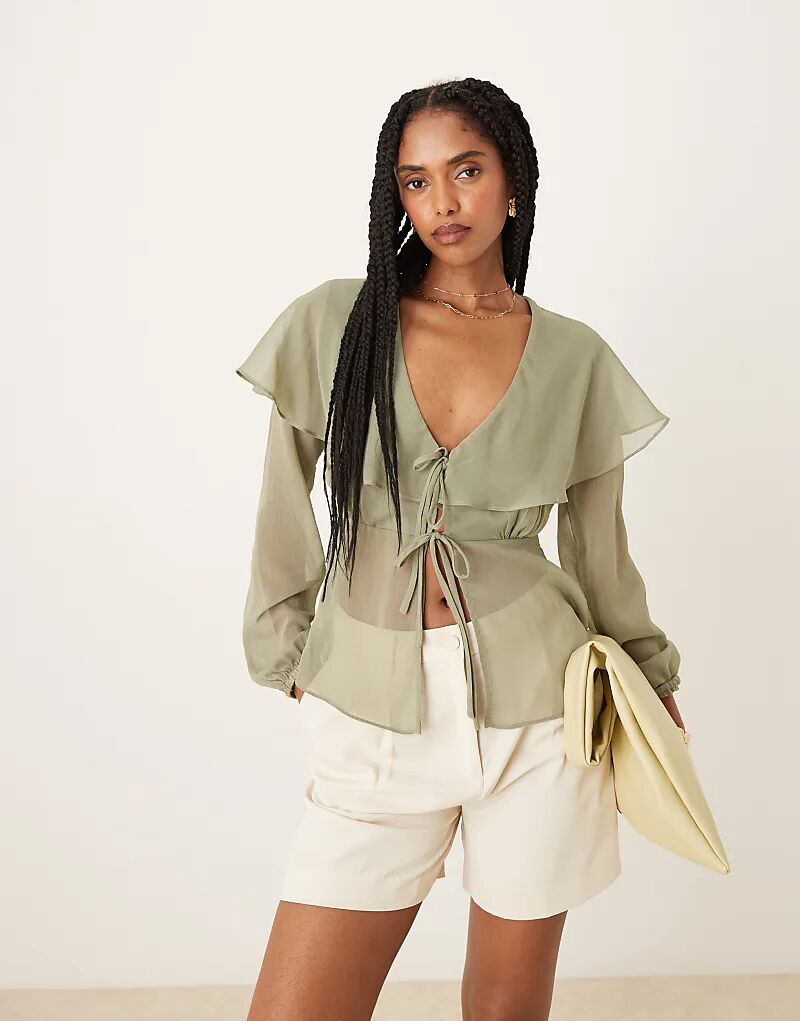 

Glamorous блузка в стиле бохо в цвете шалфея