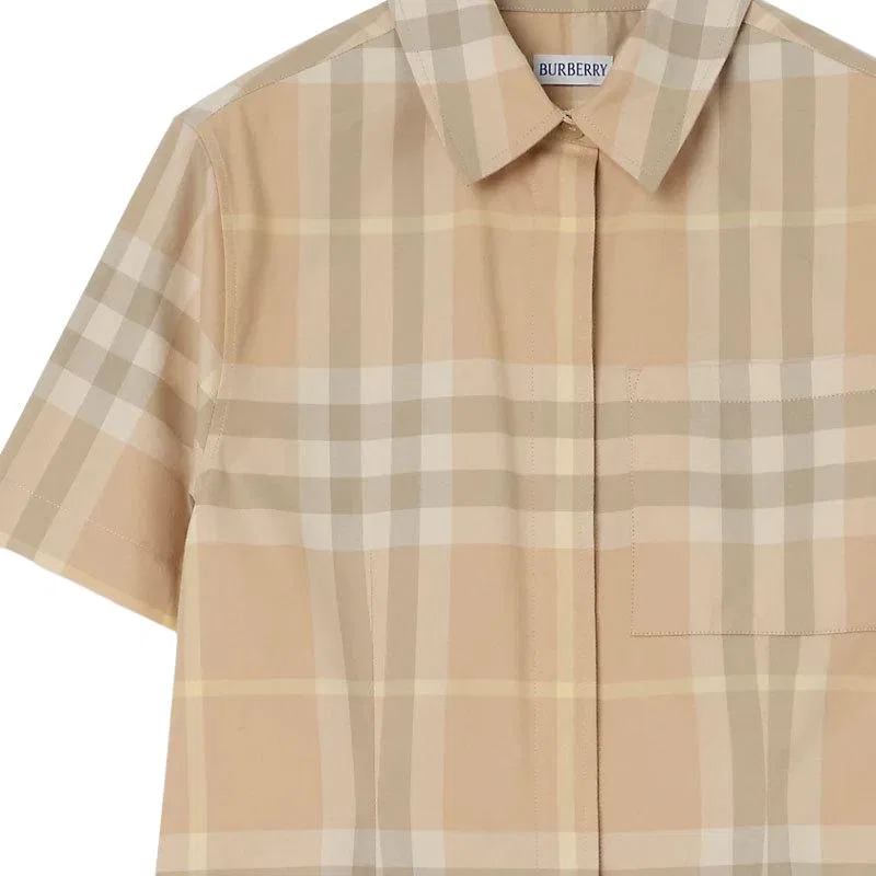Рубашка Burberry, женская, бежевый, стандартная посадка — фото 3