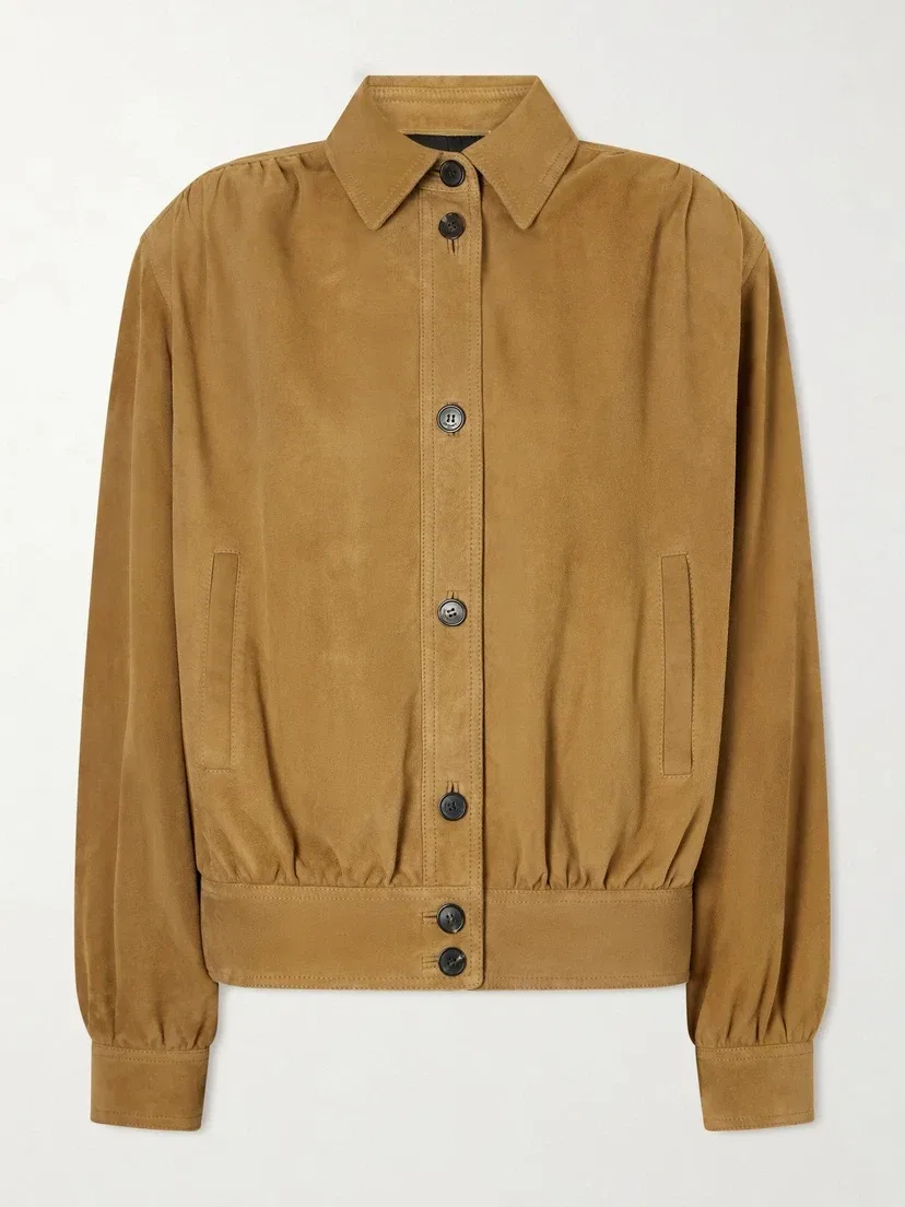 Замшевая куртка-блузон Saint Laurent, коричневый