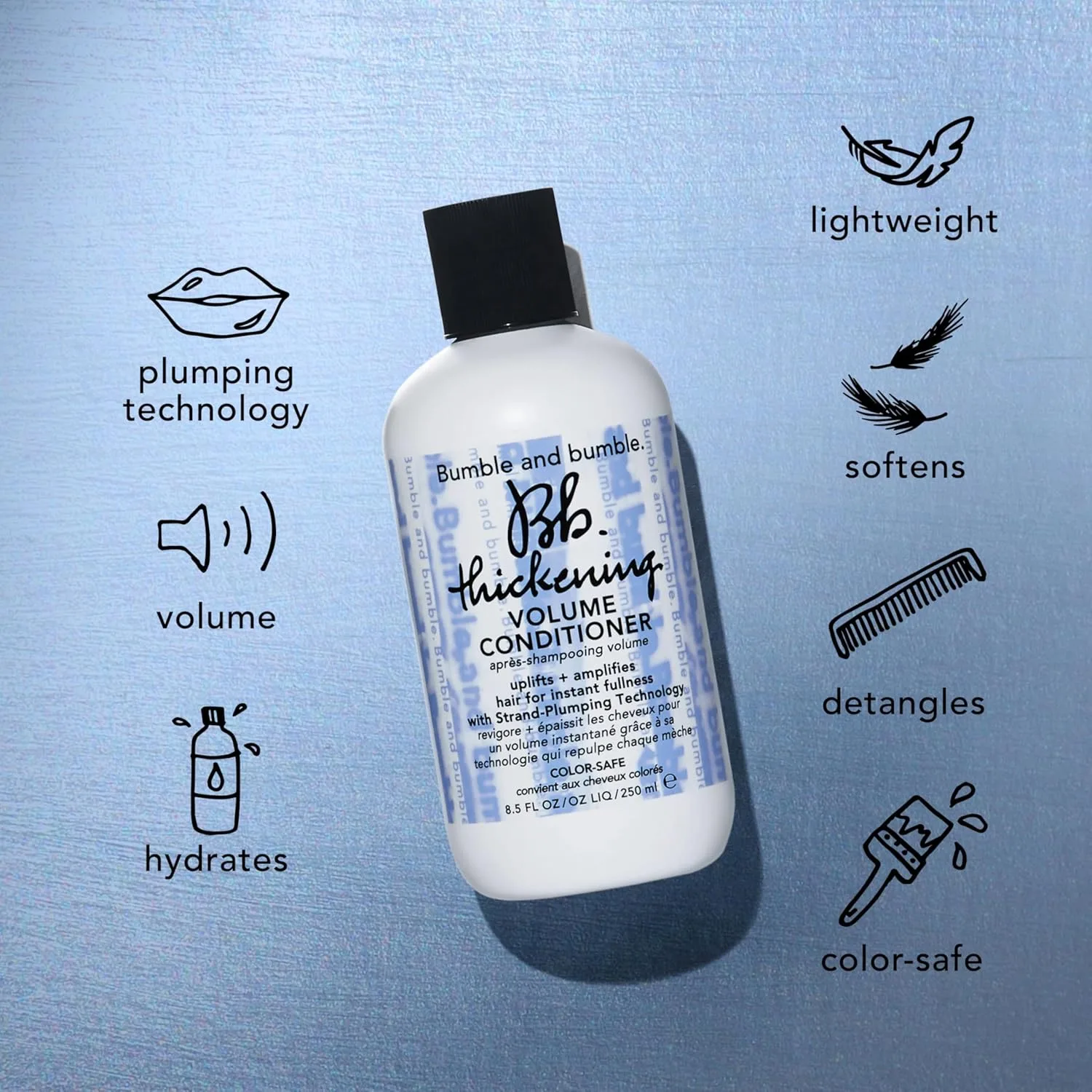 Bumble and bumble Thickening Volumizing Shampoo, легкая формула для мгновного объема, бережное очищение, для тонких и средних прямых и волнистых волос Bumble And Bumble., white — фото 3