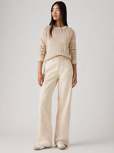 

Легкие прямые женские брюки 90-х годов Levi's, цвет Breezy Ecru - White