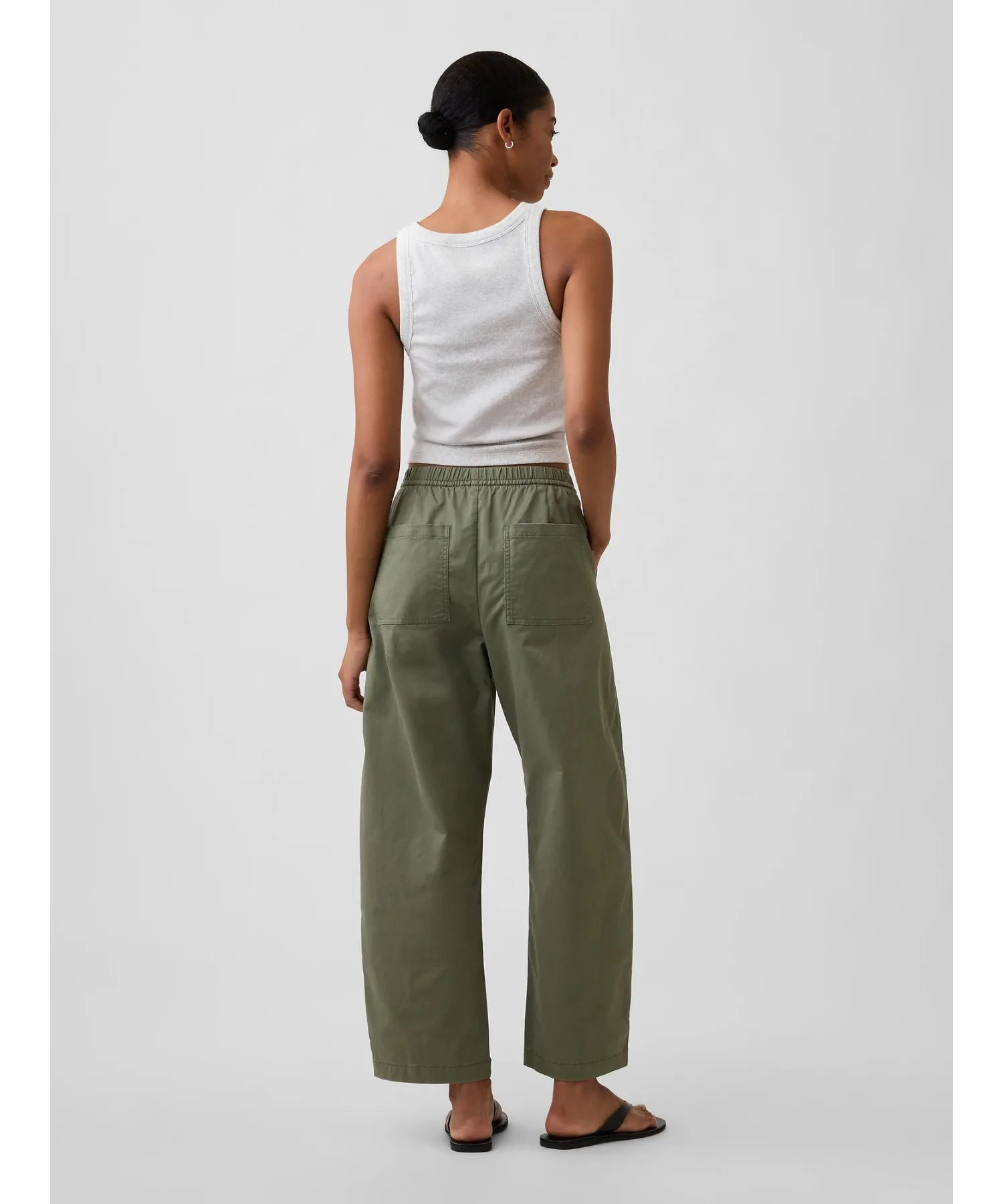 Женские брюки бочкообразные с высокой посадкой GAP High Rise Easy Waist Barrel Khaki розовые — фото 3