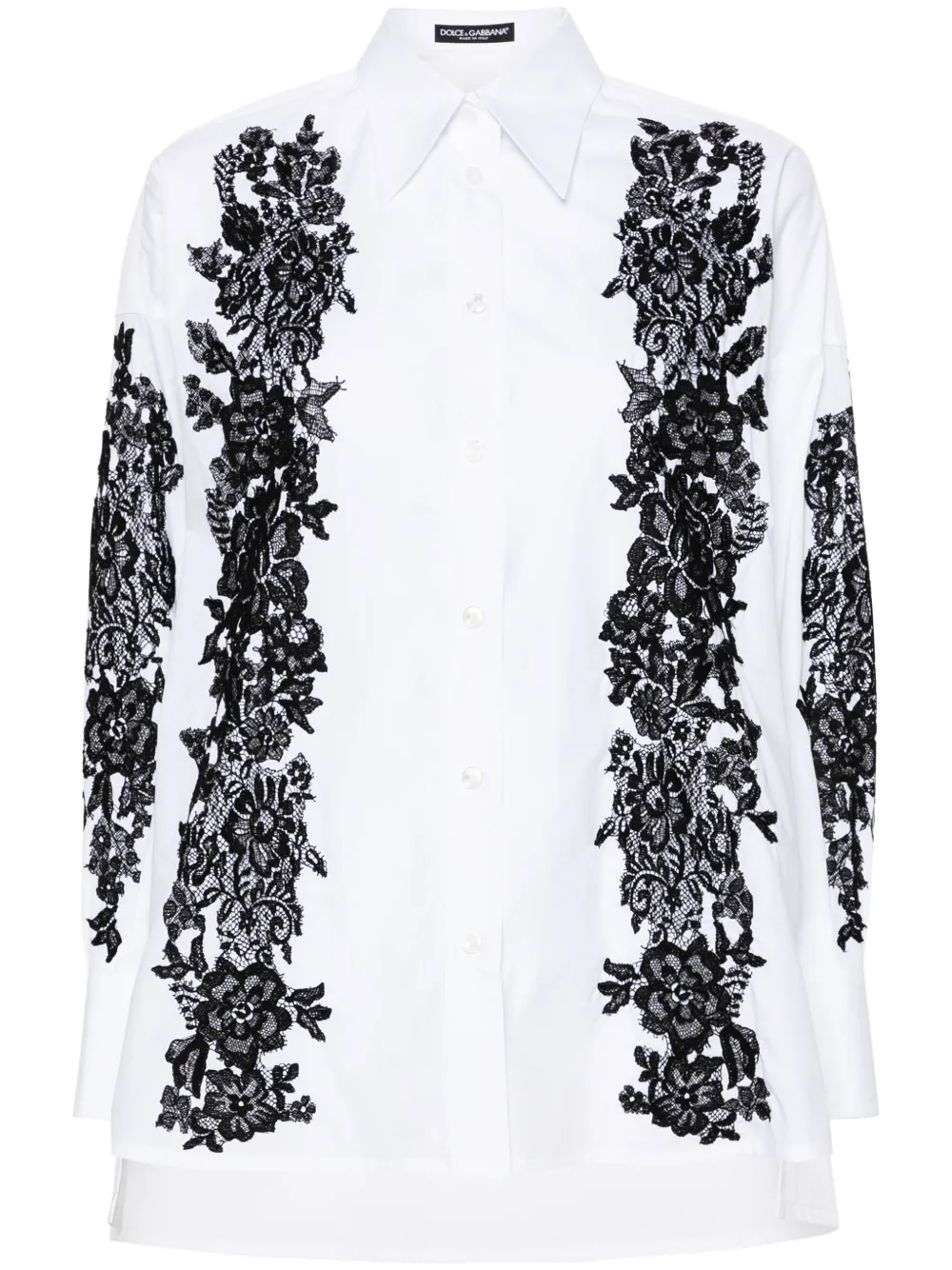 

Рубашка с кружевными вставками DOLCE & GABBANA, белый