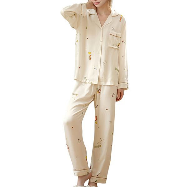 

Женский пижамный комплект с пуговицами, принтом и нагрудным карманом Anna-Kaci