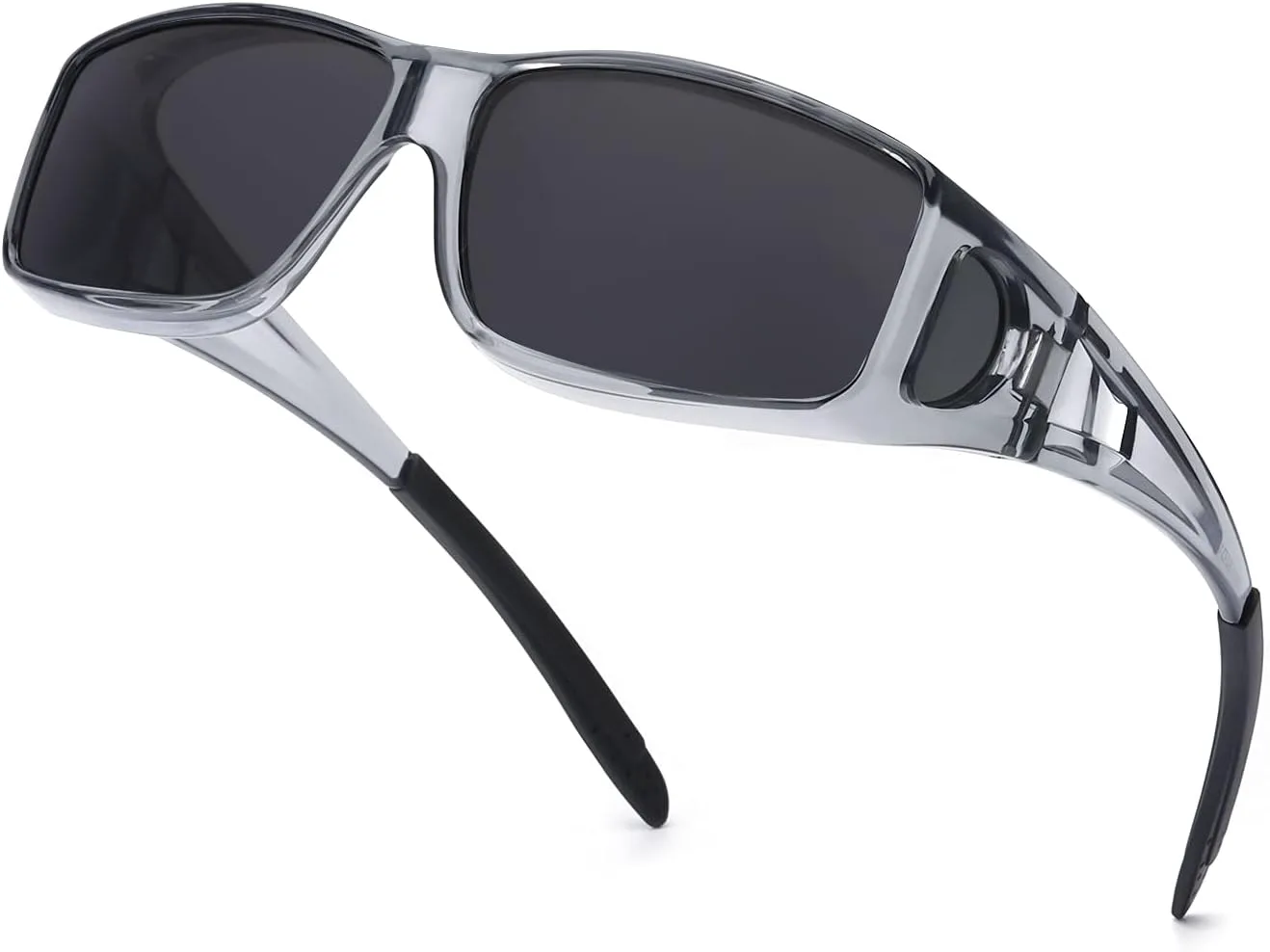 

Солнцезащитные очки IGnaef Fit Over Glasses для мужчин и женщин, поляризованные, обтекаемой формы, с защитой от УФ-излучения, A08 Grey Frame / Grey Polarized Lenses