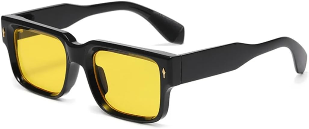 

Ретро солнцезащитные очки для женщин, желто-голубые, с защитой от УФ-излучения UV400, модные, с заклепками, для мужчин, прозрачные, с градиентным переходом UUPTTPL, Black Yellow