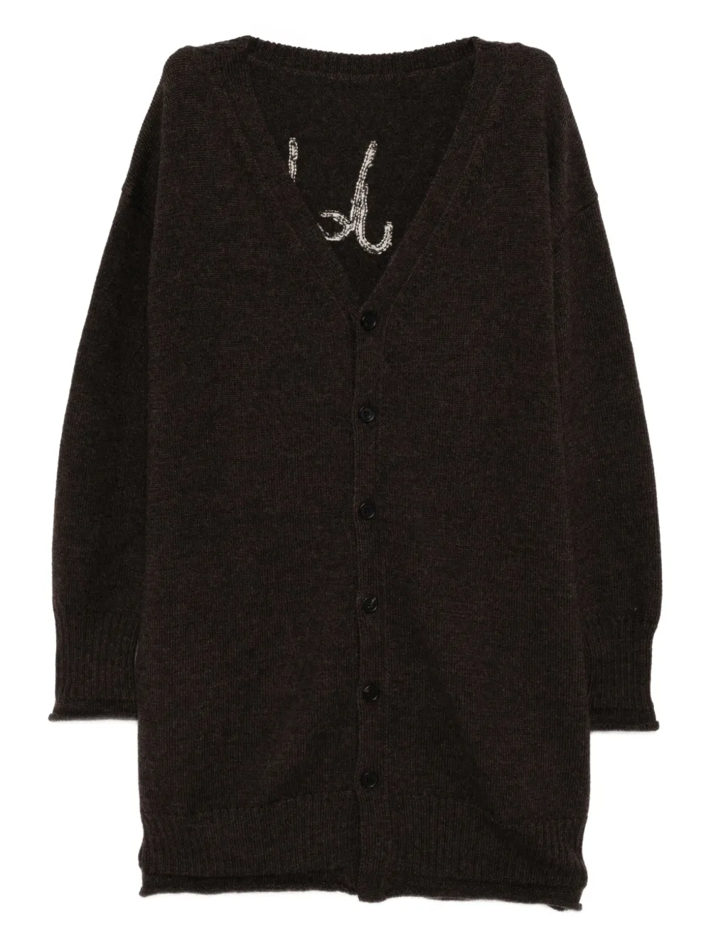 

Кардиган с V-образным вырезом и логотипом Yohji Yamamoto, коричневый