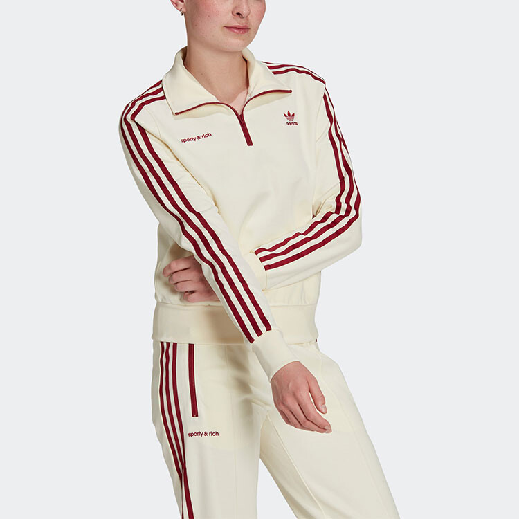 Спортивная и богатая X Adidas куртка Quarter Zip Track Jacket Cream/Merlot Adidas Originals — фото 4
