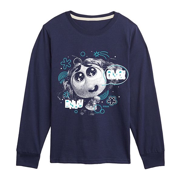 

Футболка с длинным рукавом Inside Out 2 Envy Portrait Doodle для мальчиков 8-20 лет Disney / Pixar, Navy