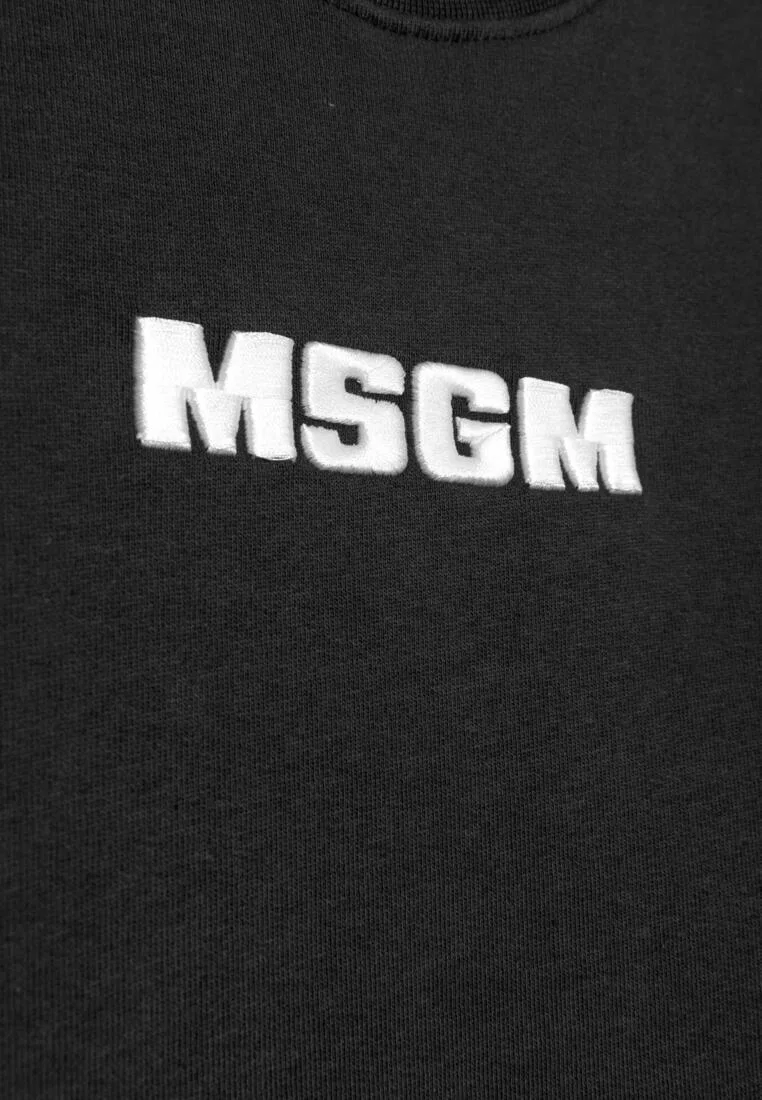 Свитшот хлопковый, Kids Msgm, черный — фото 2
