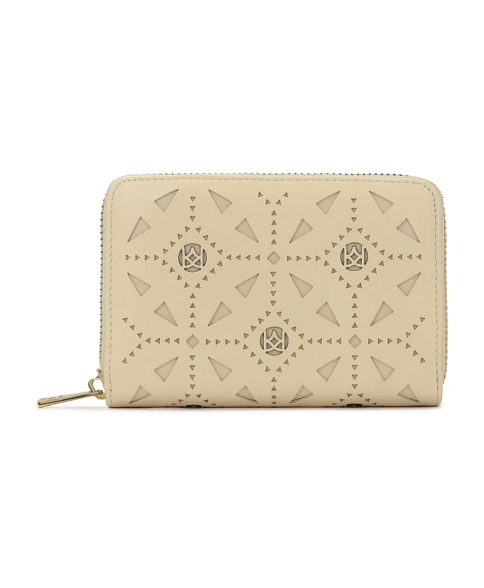 

Кожаный кошелек с ажурным узором Kazar, бежевый
