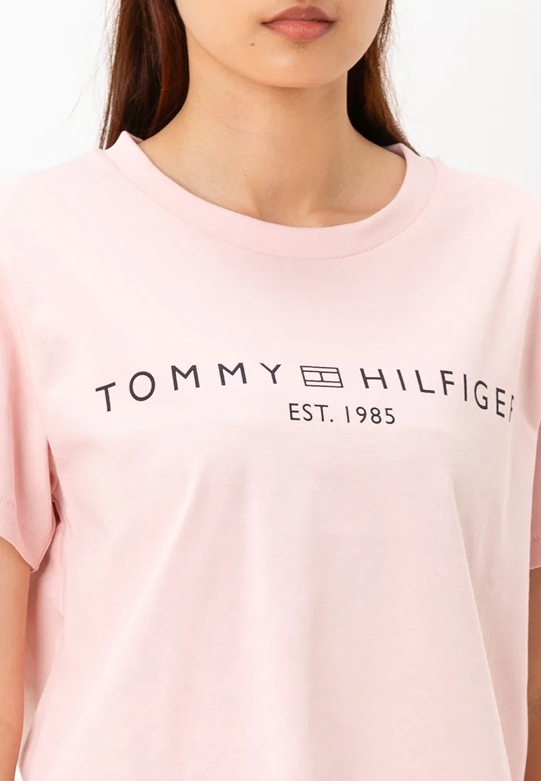 Футболка, с круглым вырезом и задним швом, Tommy Jeans Tommy Hilfiger, розовый — фото 3