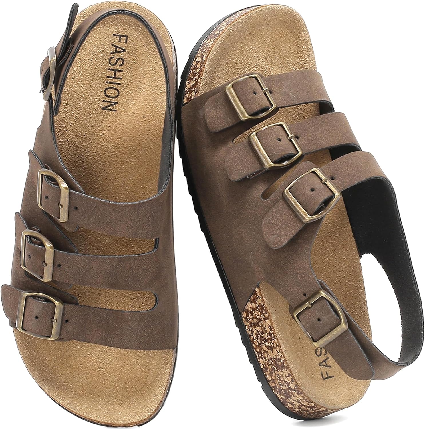 

Женские сандалии DDXYYDS с пробковой подошвой и задним ремешком, мужские сандалии с регулируемой пряжкой, слипоны на ремешке с открытой пяткой, замшевые сандалии с памятью формы, удобные, нескользящие пляжные тапочки для летней обуви, коричневый