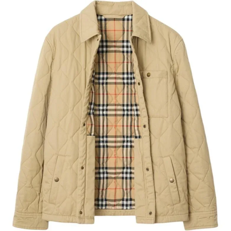 Куртка Burberry 25 стеганая габардиновая с длинными рукавами, бежевая — фото 3