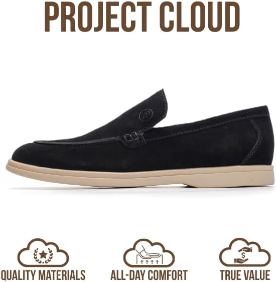 Мужские туфли Project Cloud из 100 натуральной кожи с подошвой из пены с эффектом памяти, венецианские лоферы для мужчин - обувь с нескользящей подошвой, мокасины, повседневные мужские туфли (Mark), черный — фото 3