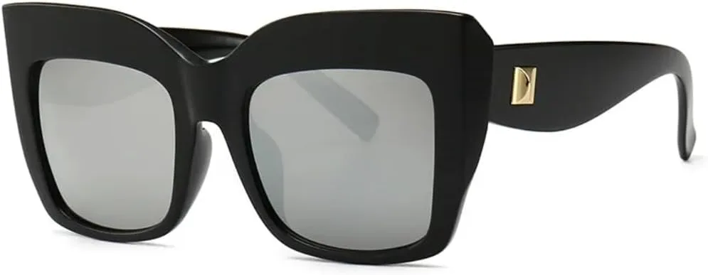 

Роскошные дизайнерские женские солнцезащитные очки «кошачий глаз», винтажные солнцезащитные очки для женщин с защитой от УФ-излучения UV400 SZVVBKK, Black Silver