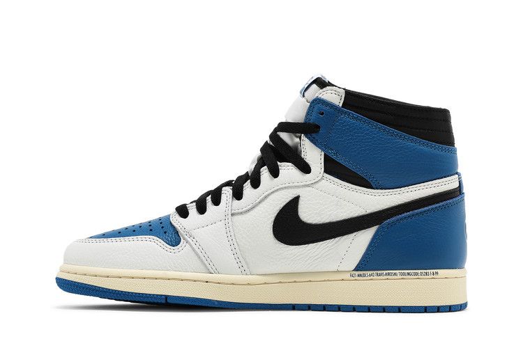 Кроссовки Air Jordan Fragment Design x Travis Scott x Air Jordan 1 Retro High Sample, синий — фото 4
